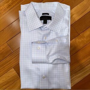 Jos. A. Bank Tailored Fit Reserve Blue/White Check Button Down Shirt (17.5-34)